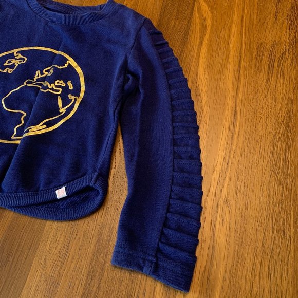 SOVEREIGN CODE Girls Sweatshirt 3T 3 World Map Toddler Girl Sweater Blue EUC - Picture 4 of 7
